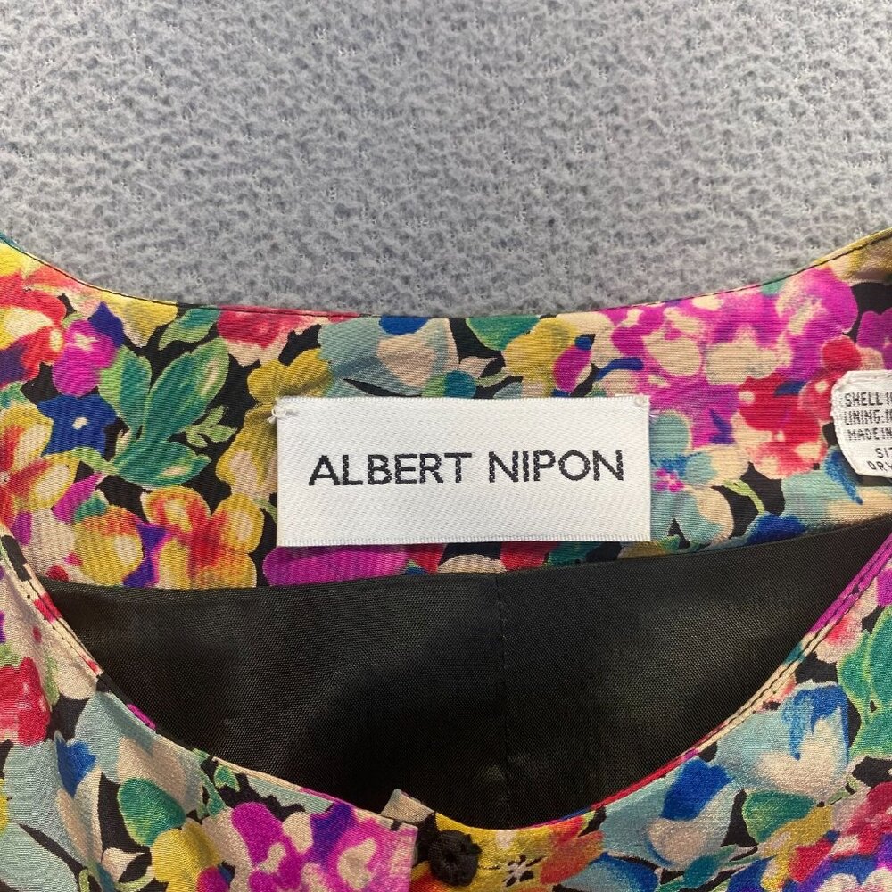 VINTAGE - Albert Nipon Floral Blazer 100% Silk,Size 14,Dry Clean - Picture 3 of 10
